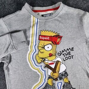 Genuine Superb Bart Simpson Gimme The Loot Men's Gray Sweatshirt Size M Funny